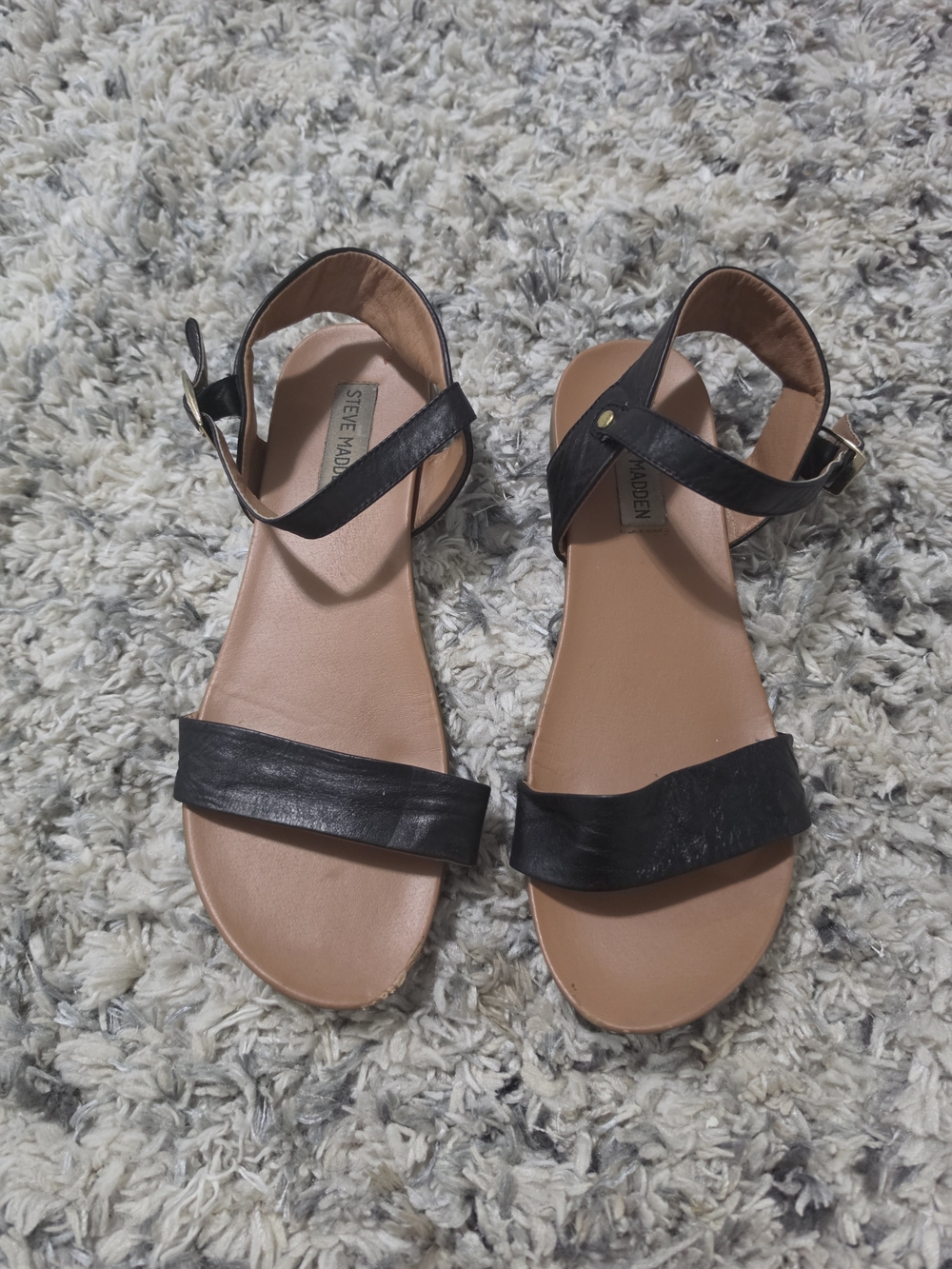 Steve Madden Black Strappy Leather Women's Sandals